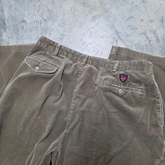 Vtg Polo Golf Mens Khaki Corduroy Pleated Relaxed Fit Pants Size‎ 38x30 - Picture 6 of 6